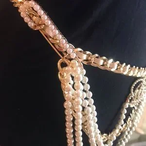 Elegant Gold and Pearl Camellia Chain Belt Gold Thick Chain Hip and Waist Belts Handmade With Mini  main image 2